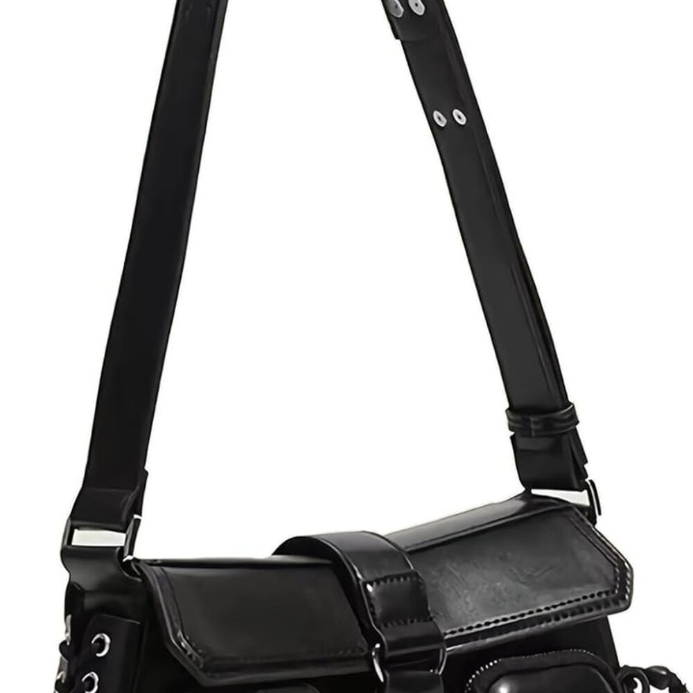 Small Shoulder Bag for Women, Black Y2K Shoulder Handbag with a Cute Halloween P